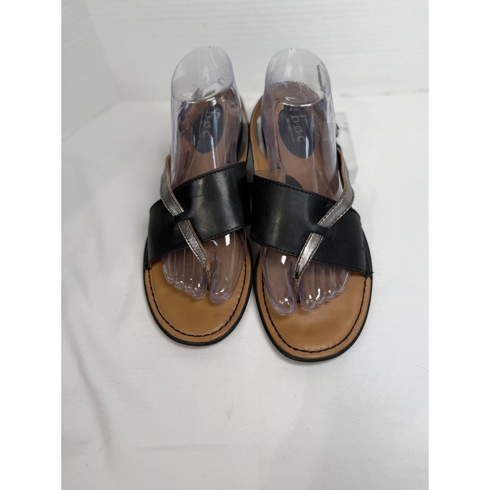 b.o.c. Born Concept Black Leather Metallic Slingback Sandals Size 9M Z10309